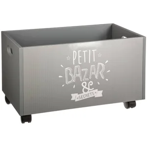 Comparateur de prix : Atmosphera - Coffre jouets/rangement avec roues gris - 48x30x28 cm T.U