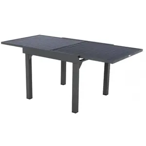 Comparateur de prix : HESPERIDE Table extensible carrée alu Piazza 4/8 places Graphite - Hespéride TU