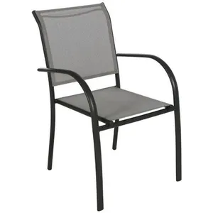 HESPERIDE Fauteuil de jardin empilable piazza galet & graphite aluminium traité époxy PIAZZA