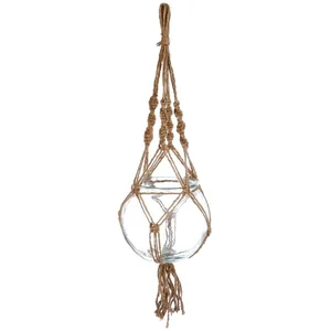 ATMOSPHERA Créateur d'intérieur - Cache-Pot en Verre Raffia 16cm Transparent pas cher