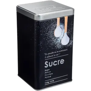 Comparateur de prix : 5 five simply smart Boîte à sucre poudre en métal Noir déco Relief Argent