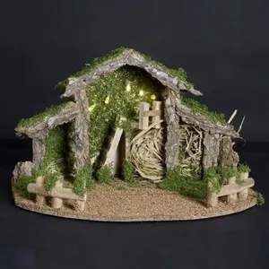 Comparateur de prix : Fééric Lights and Christmas - Crèche de Noël Lumineuse Led 38cm Vert & Beige