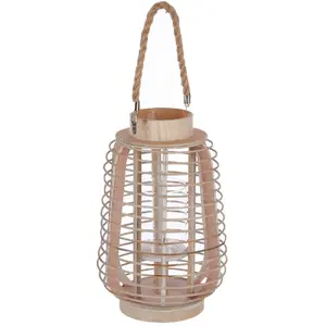 AC-DÉCO Atmosphera - Lanterne en rotin ethnique Azia - H. 33 cm - Beige - Azia pas cher