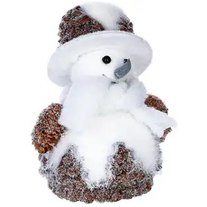 Comparateur de prix : Déco de Noël Bonhomme de neige avec Chapeau et Pommes de pin