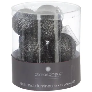 Comparateur de prix : Atmosphera - Guirlande LED à pile 10 boules - noir - L165 cm