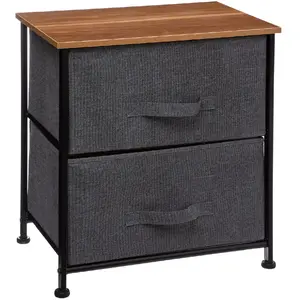 ATMOSPHERA 5five - table de chevet 2 tiroirs métal gris pas cher