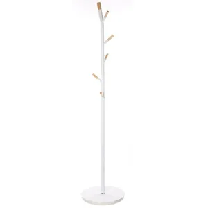 Comparateur de prix : 5 five simply smart Porte-manteaux en Bois et Métal Blanc 6 Patères H 175.5 cm