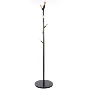 Comparateur de prix : Five - Porte-manteaux en Bois et Métal Noir 6 Patères h 175.5 cm