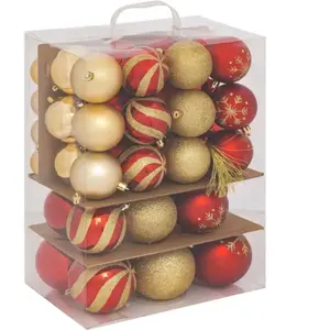 Comparateur de prix : Déco de sapin Lot de 60 Boules de Noël de 4 à 8 cm - Rouge et Doré
