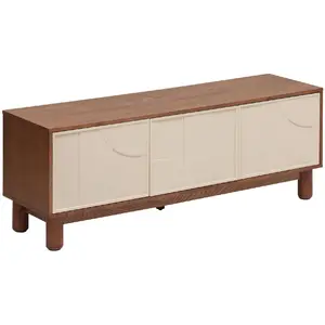 Meuble Bas 2 Portes 4 Étagères Jilani Marron 140x40cm - Atmosphera pas cher