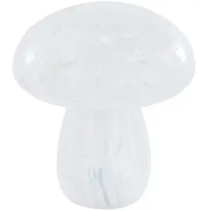 Comparateur de prix : Déco de Noël lumineuse Champignon en Verre 15 LED H 17.5 cm