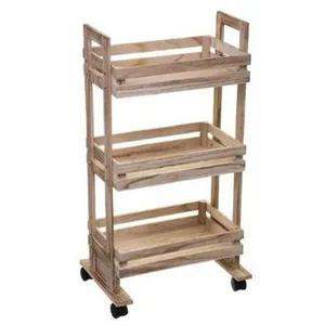 Comparateur de prix : Five - Desserte sur Roues en Bois de Paulownia Esprit Cagette H 82 cm