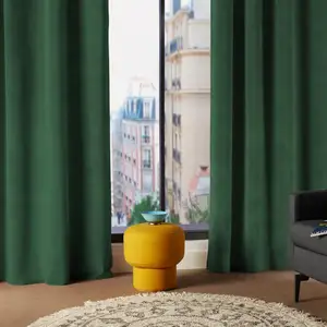 Paris Prix Atmosphera Créateur d'intérieur - Rideau Tamisant Lilou 140x260cm Vert pas cher