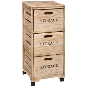 Comparateur de prix : Five - meuble sur roues tour 3 tiroirs en bois style cagette h 82 cm