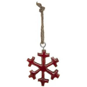 Feeric Lights & Christmas Sujet de Noël Flocon "Glacé" 5cm Rouge pas cher