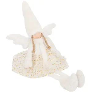 Comparateur de prix : Déco de Noël Personnage Ange Blanc et Doré H 56 cm