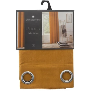 Rideau Panama jaune moutarde 140x260cm Atmosphera Créateur D'intérieur