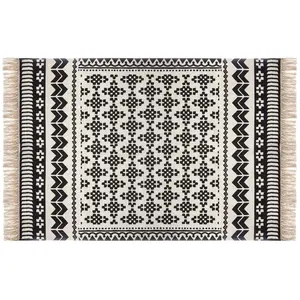 Comparateur de prix : Atmosphera Créateur D'intérieur - Tapis Delhi coton noir et blanc 120x170cm