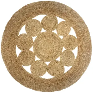 Comparateur de prix : Tapis ajouré "Esra" en jute D80 cm - Beige - Atmosphera createur d'interieur