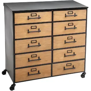 Comparateur de prix : ATMOSPHERA Commode à roulettes design métal Baris - L. 84 x H. 86 cm - Noir