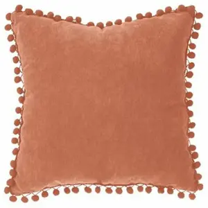 Comparateur de prix : Coussin - Atmosphera - 40x40 cm - Terracotta - Déhoussable - Pompons