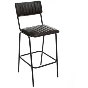 Atmosphera Créateur D'intérieur - Chaise de bar Dario cuir noir pas cher