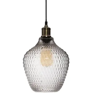 Comparateur de prix : ATMOSPHERA Suspension en verre - Ø 22 x H 25 cm - Gris fumé