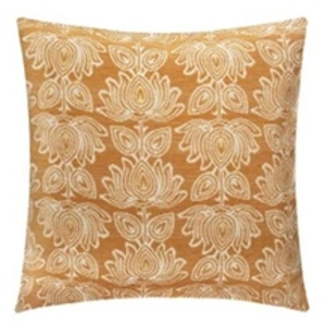 ATMOSPHERA housse de coussin chenille fleur - 40 x 40 cm - jaune ocre