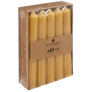 Comparateur de prix : Lot de 10 bougies bâtons jaune 45g - Atmosphera créateur d'intérieur