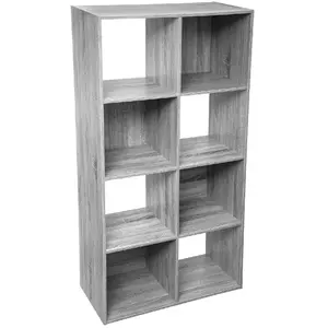 Comparateur de prix : Five - Meuble Etagère de Rangement en Bois Gris 8 Cases Mix n' modul