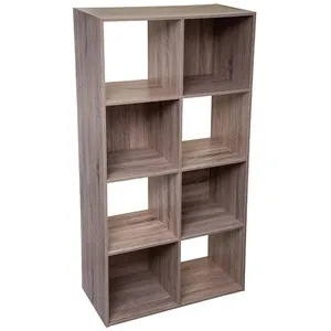 Comparateur de prix : Five - Meuble Étagère 8 Cases de Rangement Effet Bois Naturel H 134 cm