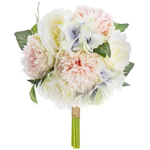 Comparateur de prix : ATMOSPHERA Bouquet de Fleurs artificielles Roses et Oeillets D. 20 x H. 26 cm