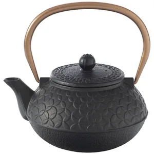 SECRET DE GOURMET Théière en fonte design Flower - 1000 ml - Noir pas cher