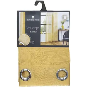 ATMOSPHERA Voilage Dévo à imprimé feuille - 140 x 240 cm - Ocre - Dévo - Jaune pas cher