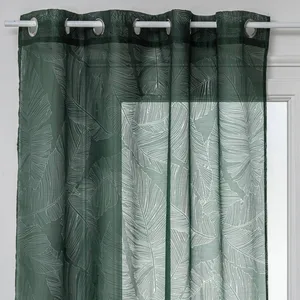Comparateur de prix : Atmosphera - Voilage Dévo à imprimé feuille - 140 x 240 cm - Vert - Dévo