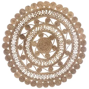 Atmosphera - Tapis décoratif Dentelle en Jute Coloris Naturel D 120 cm