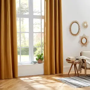 Comparateur de prix : Rideau occultant ocre Elena 140x260 Atmosphera - Jaune moutarde