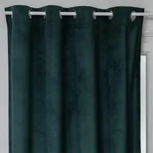 ATMOSPHERA Rideau occultant velours Otto vert cèdre 140x260 - Vert cèdre pas cher