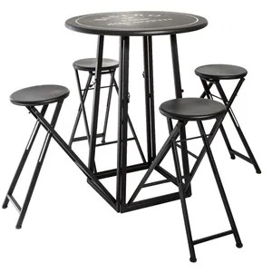 Ensemble table haute et 4 tabourets ext Atmosphera - Noir pas cher