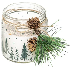 FEERIC LIGHTS & CHRISTMAS Bougie Parfumée Pot en verre imprimé avec déco 315 G pas cher