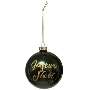 Déco Sapin Boule de Noël en Verre D 8 cm décor Joyeux Noël pailleté - ... pas cher
