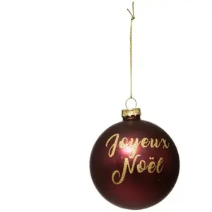 Déco Sapin Boule de Noël en Verre D 8 cm décor Joyeux Noël pailleté - ... pas cher