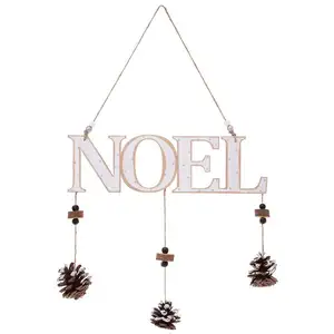 Feeric Lights And Christmas Déco de Noël mobile à suspendre NOEL avec Pommes de Pin H 28 cm