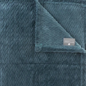 3S. x Home Plaid Flanel Tresse 125 x 150 Box Bleu Canard pas cher