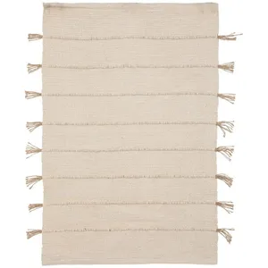 Atmosphera - Tapis Tula en Coton avec Pompon en Jute 60x90cm - Ivoire pas cher