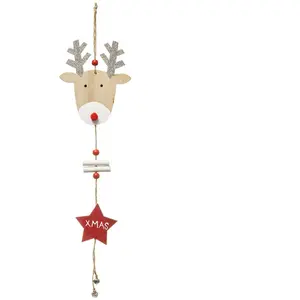 FEERIC LIGHTS & CHRISTMAS Déco de Noël Renne avec déco en Bois H 45 cm pas cher