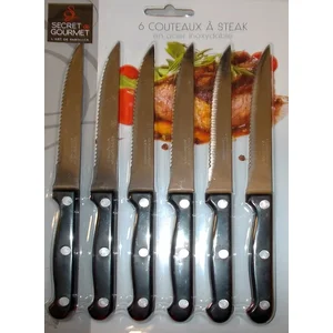 Comparateur de prix : Secret de Gourmet - Lot de 6 Couteaux de Table Steak 27cm Noir