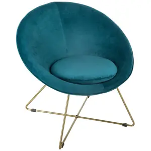 Comparateur de prix : Atmosphera Fauteuil Evan Canard Piètement Doré Atmosphera - Bleu Canard