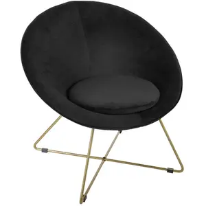 Atmosphera Créateur D'intérieur - Fauteuil Velours Noir Evan AtmospheraVendu parcdiscount