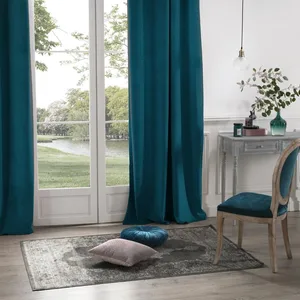 Comparateur de prix : ATMOSPHERA CREATEUR D'INTERIEUR Rideau à oeillets Occultant en Velours Bleu canard 140 x 260 cm